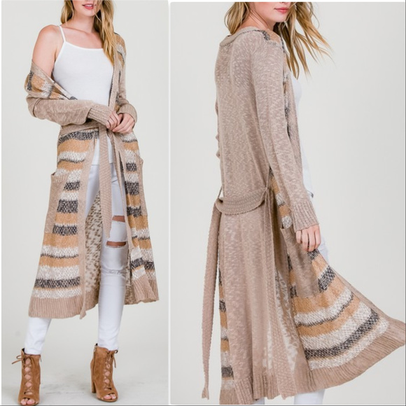 Sweaters - STRIPED KNIT CARDIGAN
